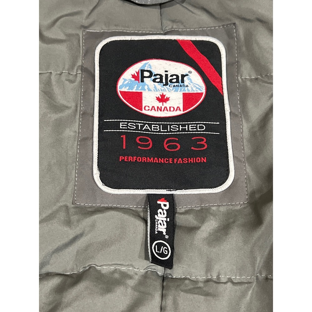 Pajar Canada Mens Grey Down Filled Hooded Parka Winter Coat Large P6J0057F13 - Picture 2 of 16